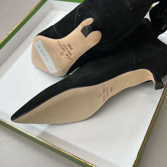 NWT,Kate Spade Donella Suede Leather Ankle Bow Boots,black - Picture 11 of 17